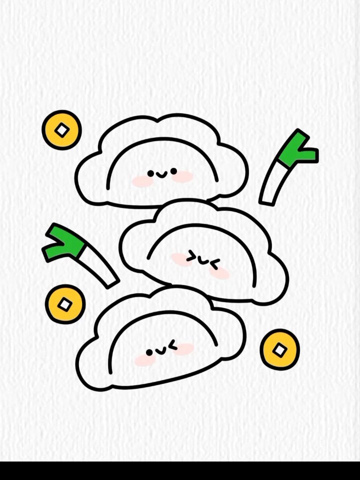 一笔一笔教你画可爱的饺子