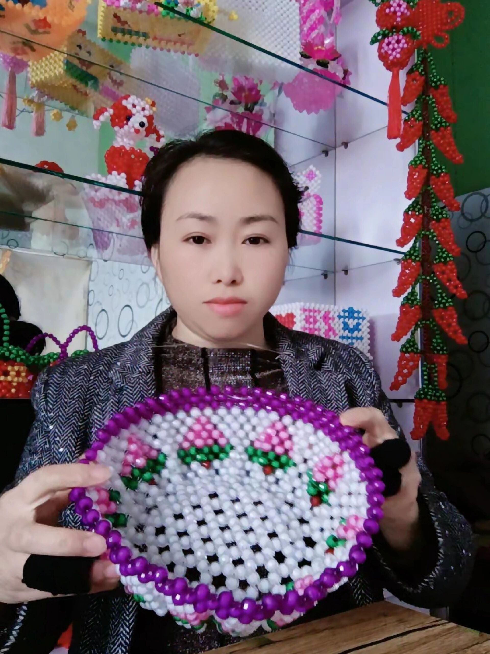 串珠水果盘领视频教程