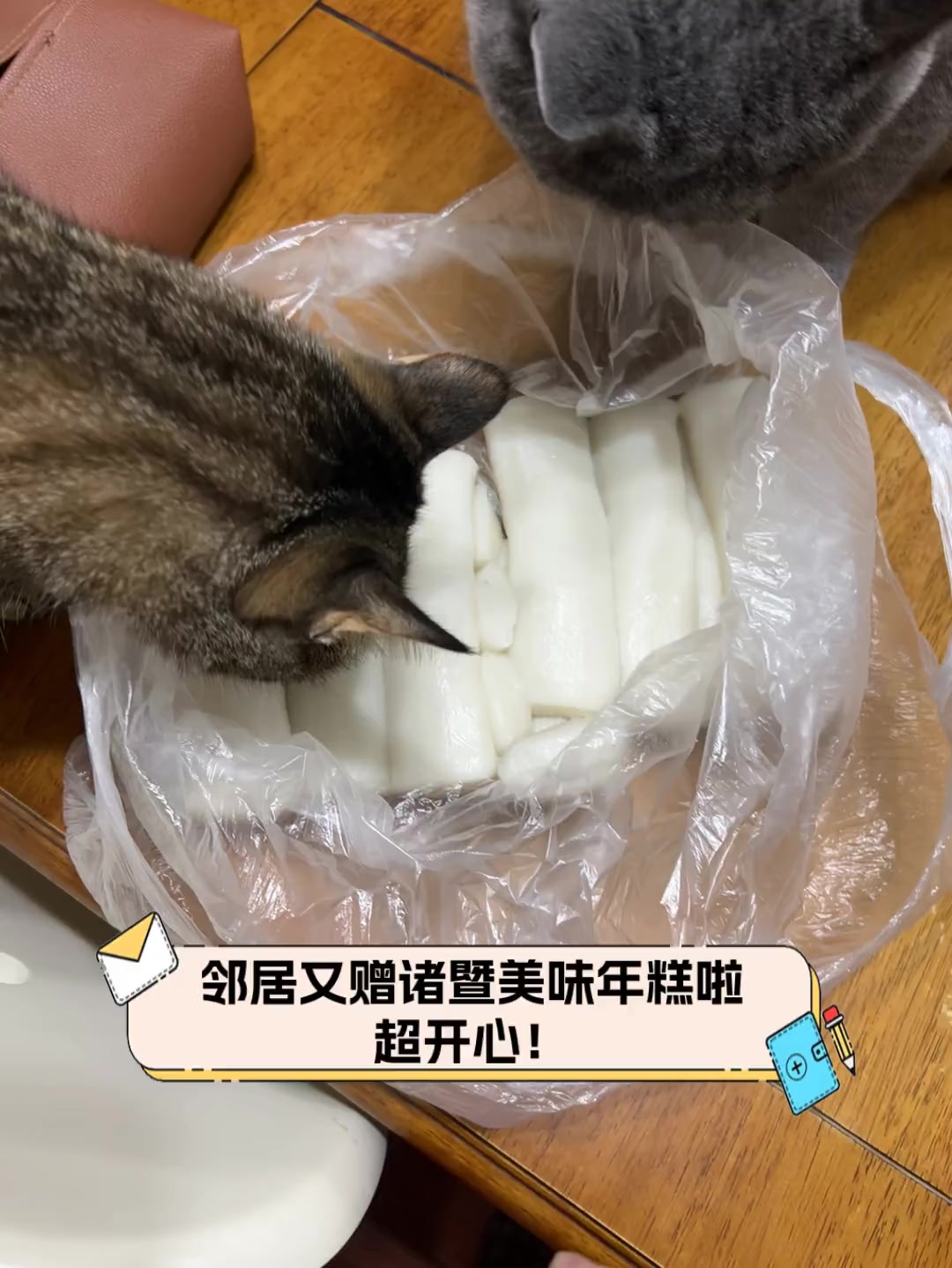 邻居又赠诸暨美味年糕啦,超开心!