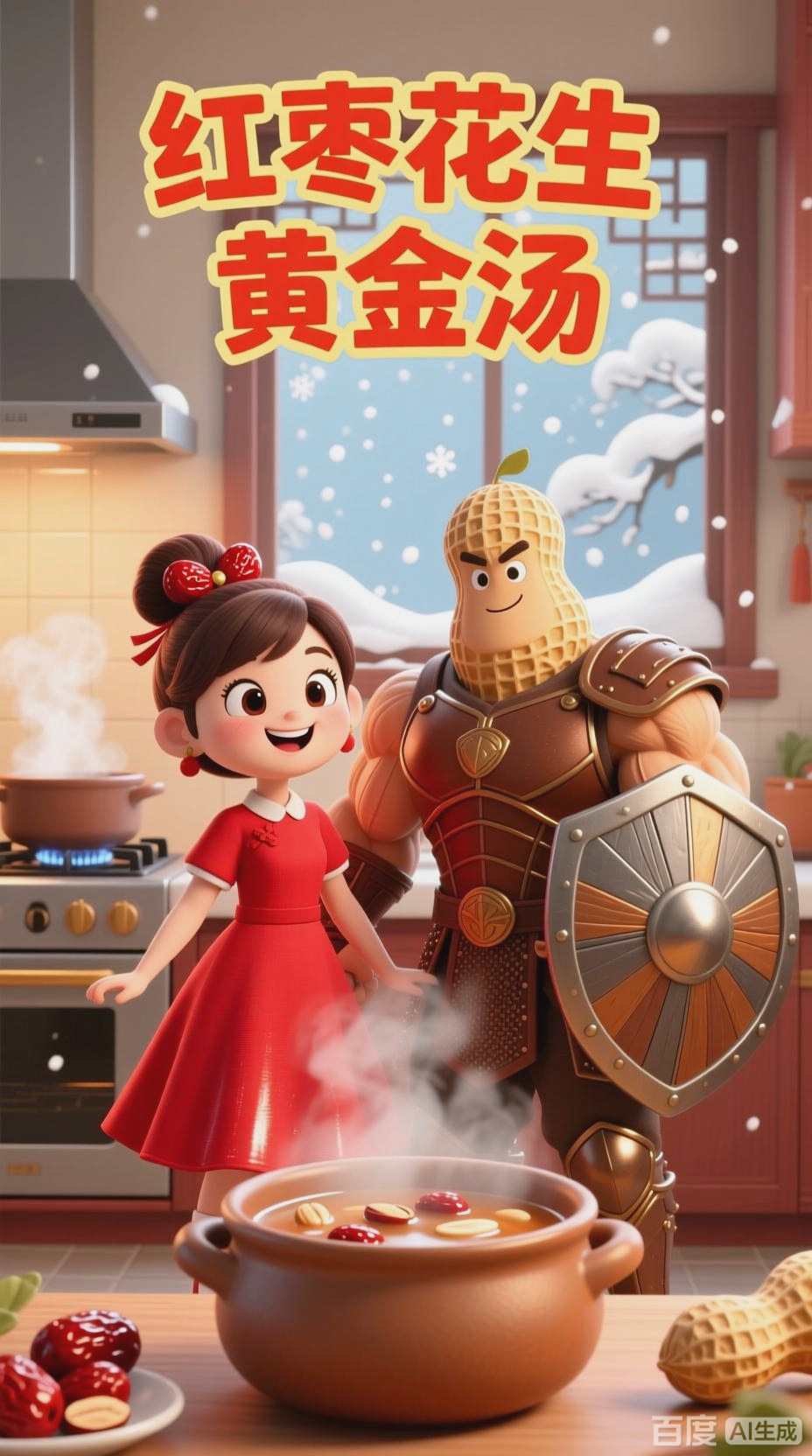 红枣花生黄金汤，暖冬元气满满