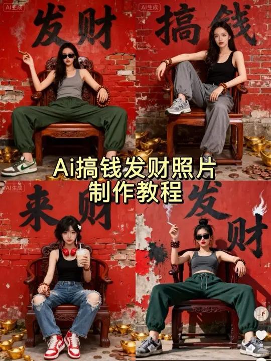 ai来财写真教程,AI来财,搞钱特效模板,ai来财视频制作教程,搞钱特效,搞钱图片,来财特