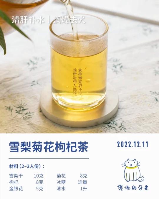 今日养生茶|雪梨菊花枸杞茶