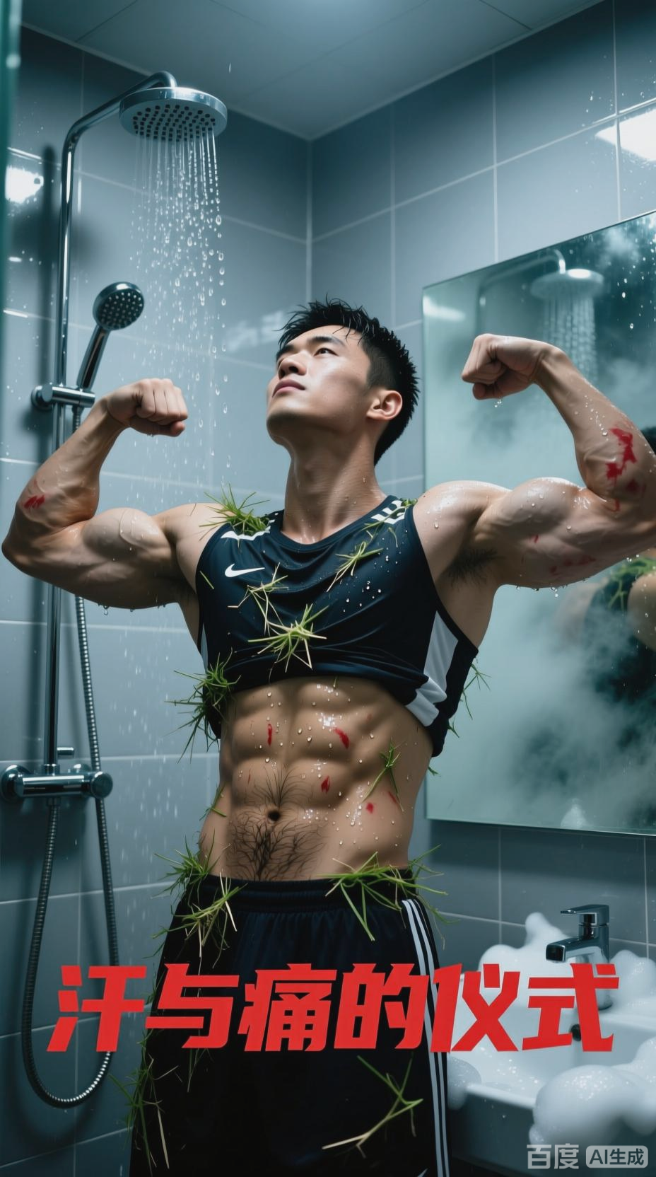 肌肉男的尴尬洗澡记