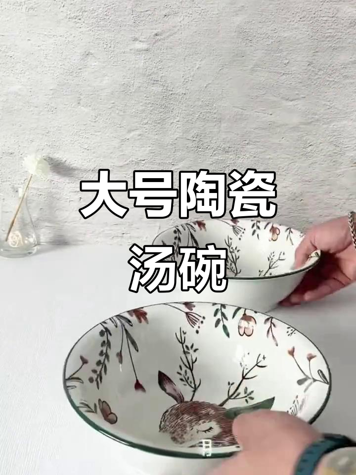 12寸大汤盆,陶瓷材质耐高温,微波炉烤箱都能用
