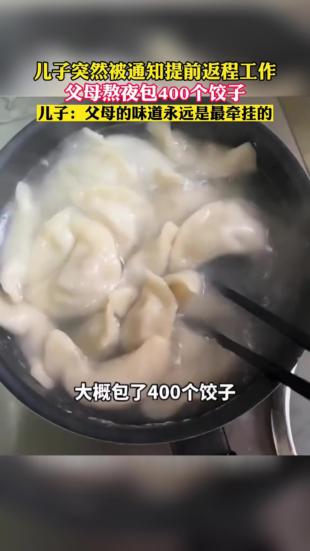 儿子被通知提前返程工作,父母熬夜包400个饺子 支持抖音传播正能量 信阳