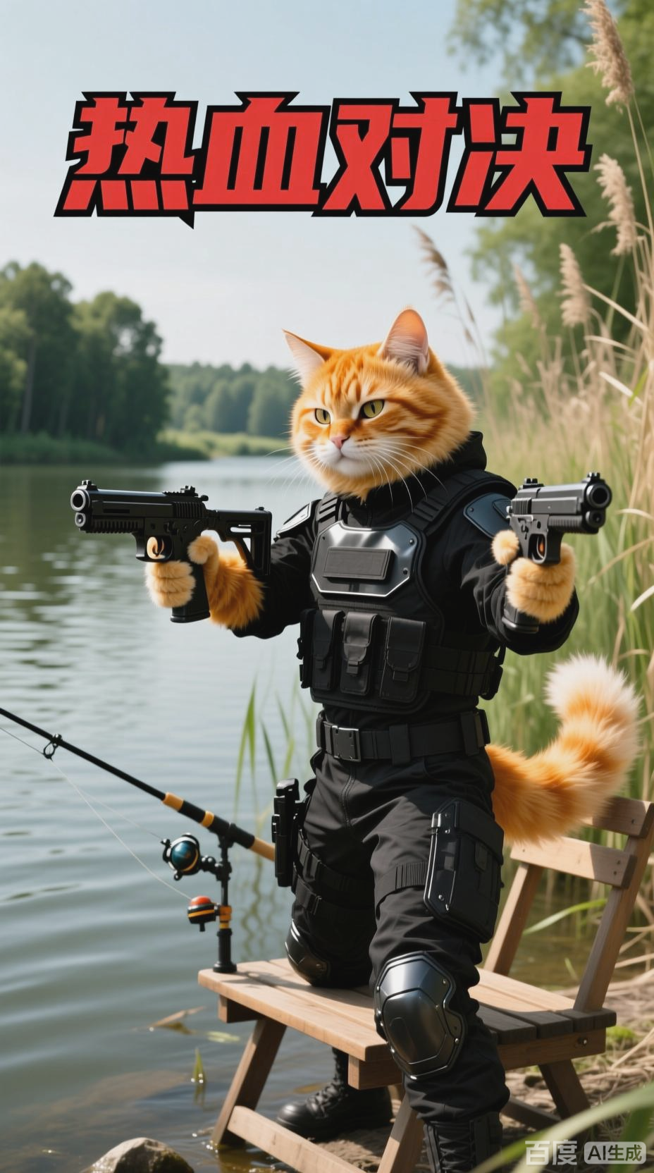 拟人化橘猫与鳄鱼的激烈对决