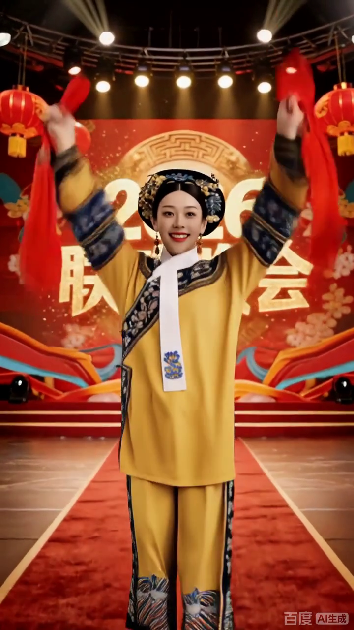 清宫佳人红绸贺新春