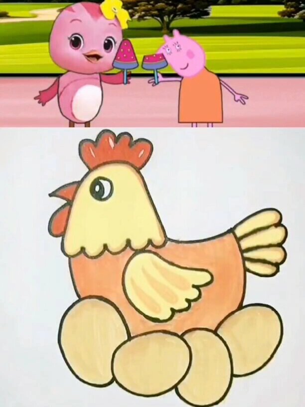 敲简单的母鸡简笔画,快来学习
