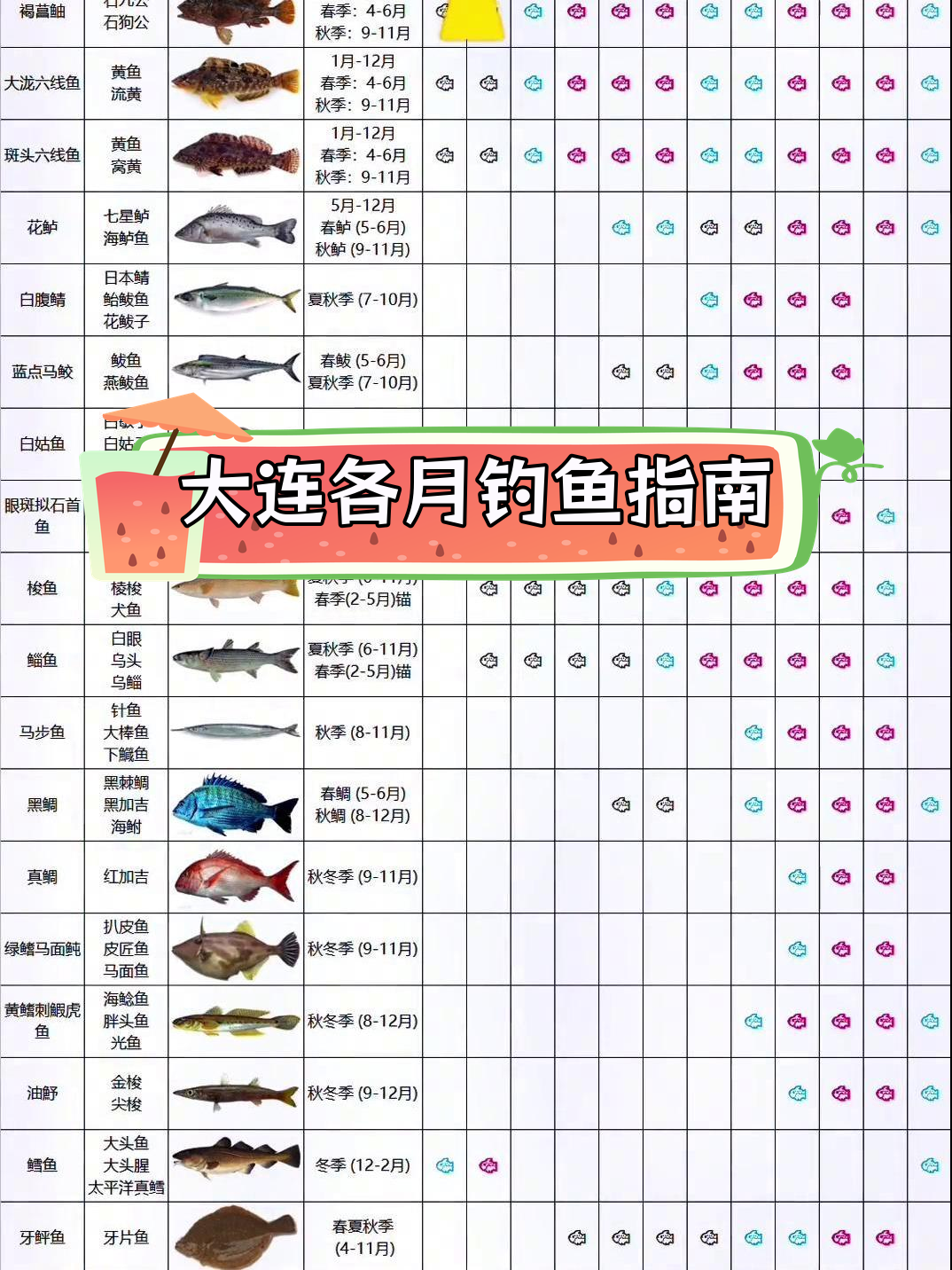 大连海钓全年鱼种总结
