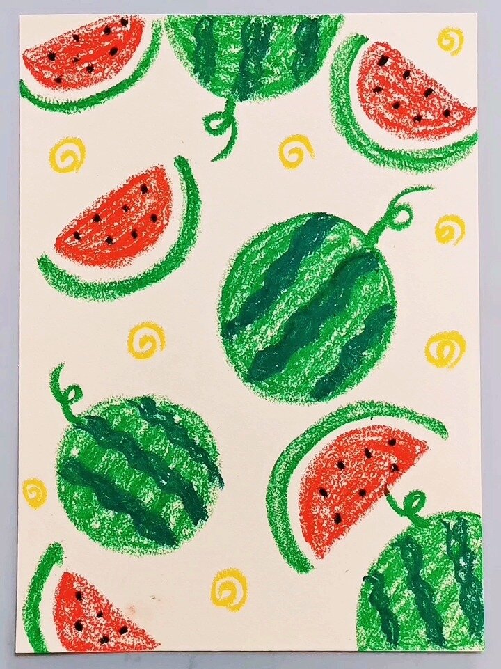 西瓜创意儿童画,适合幼儿园小朋友哦