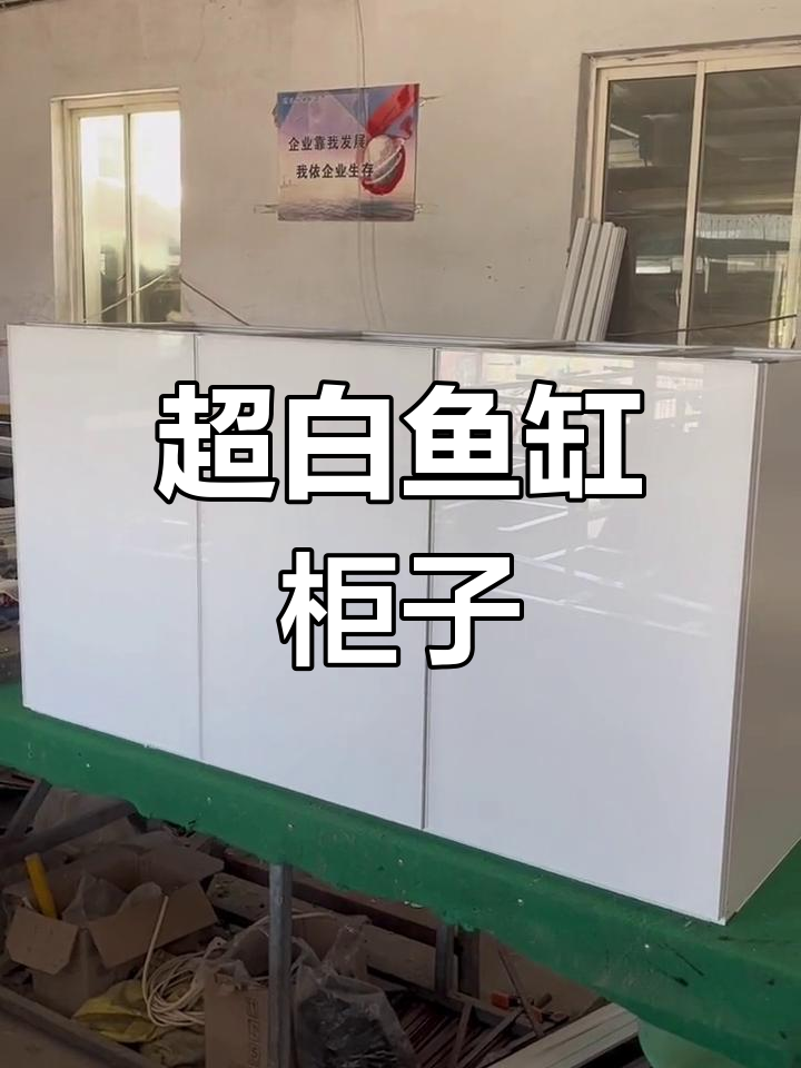 简约纯白鱼缸柜子,超白玻璃门设计,结实又美观