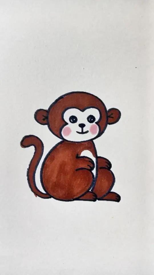今天给你们画个小猴子吧