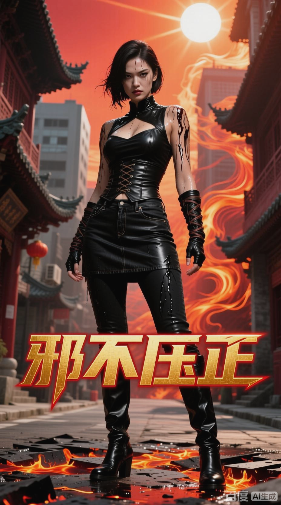 女反派打斗与出丑的戏剧性场景