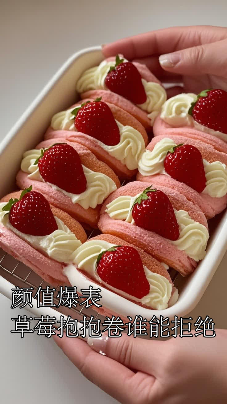 颜值爆表!草莓抱抱卷谁能拒绝