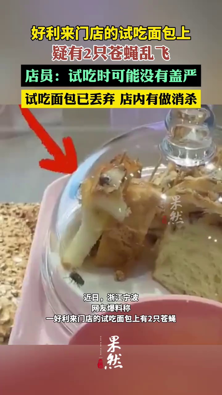 好利来回应面包上有2只苍蝇乱飞(荔枝新闻)