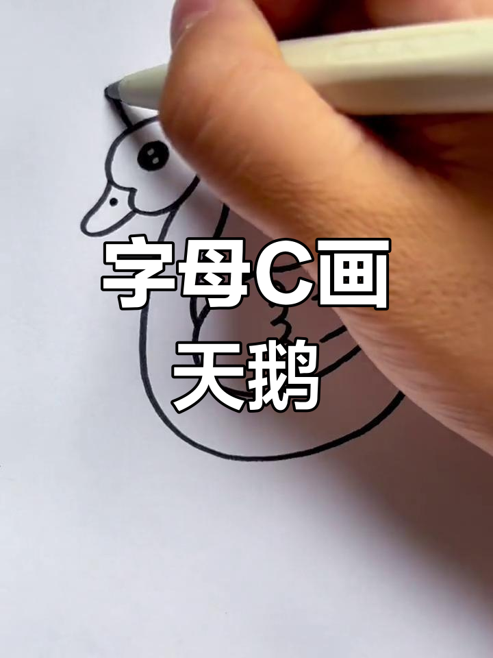 用字母C画可爱天鹅,简单又好玩