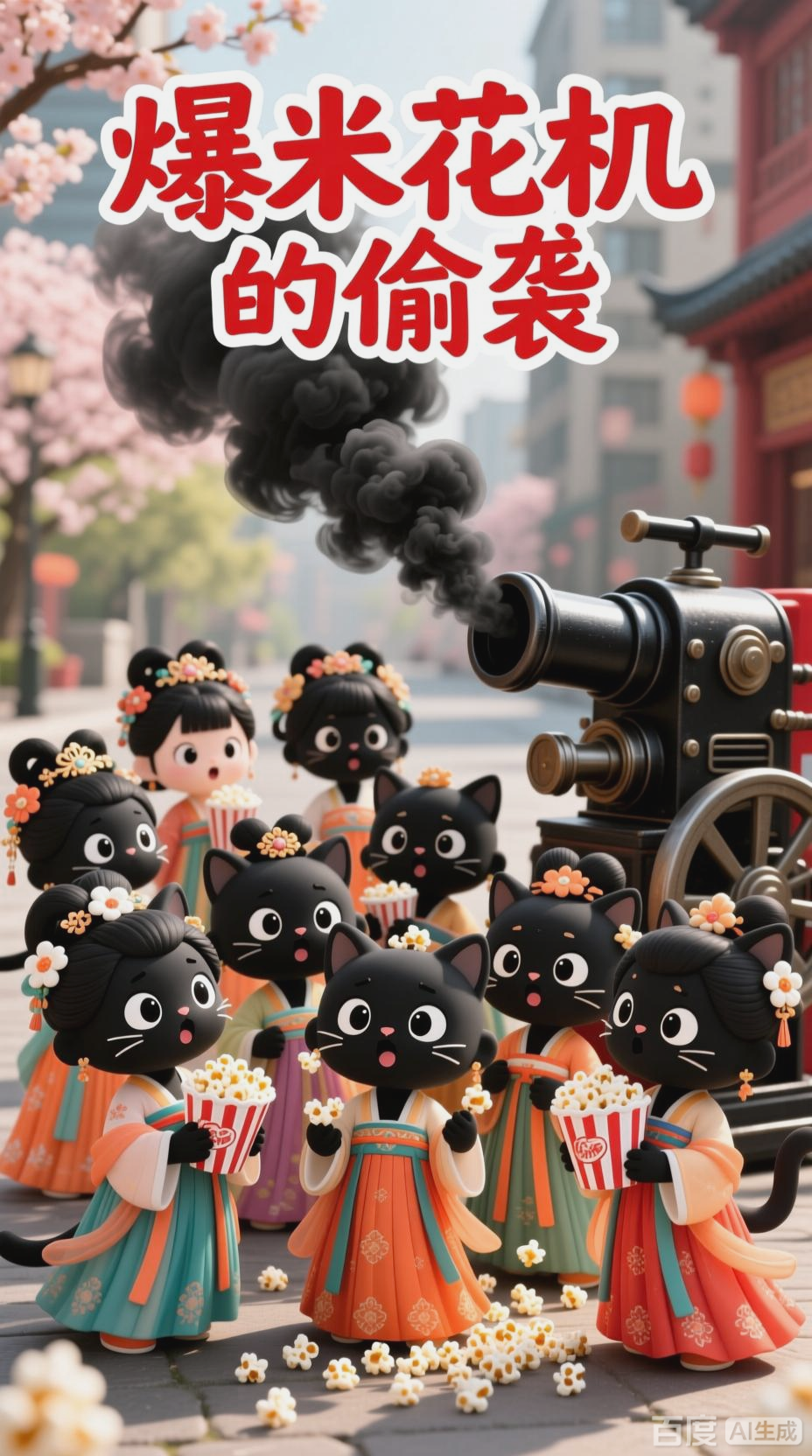 Q版小美女与爆米花的欢乐瞬间