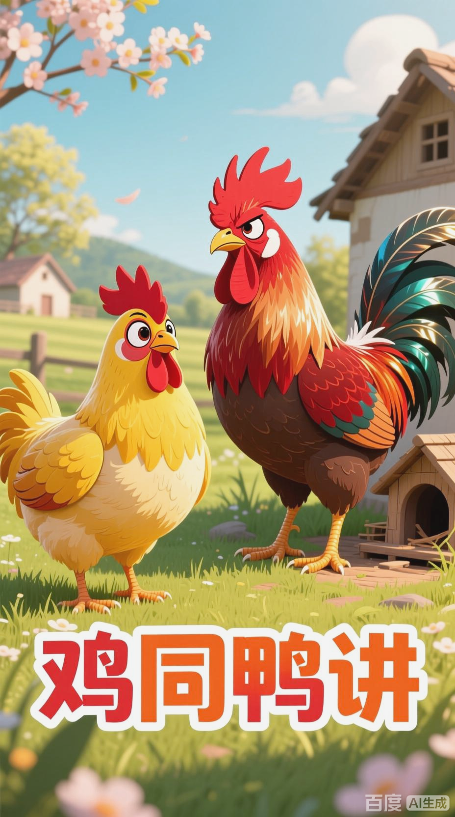 母鸡与公鸡的幽默对话