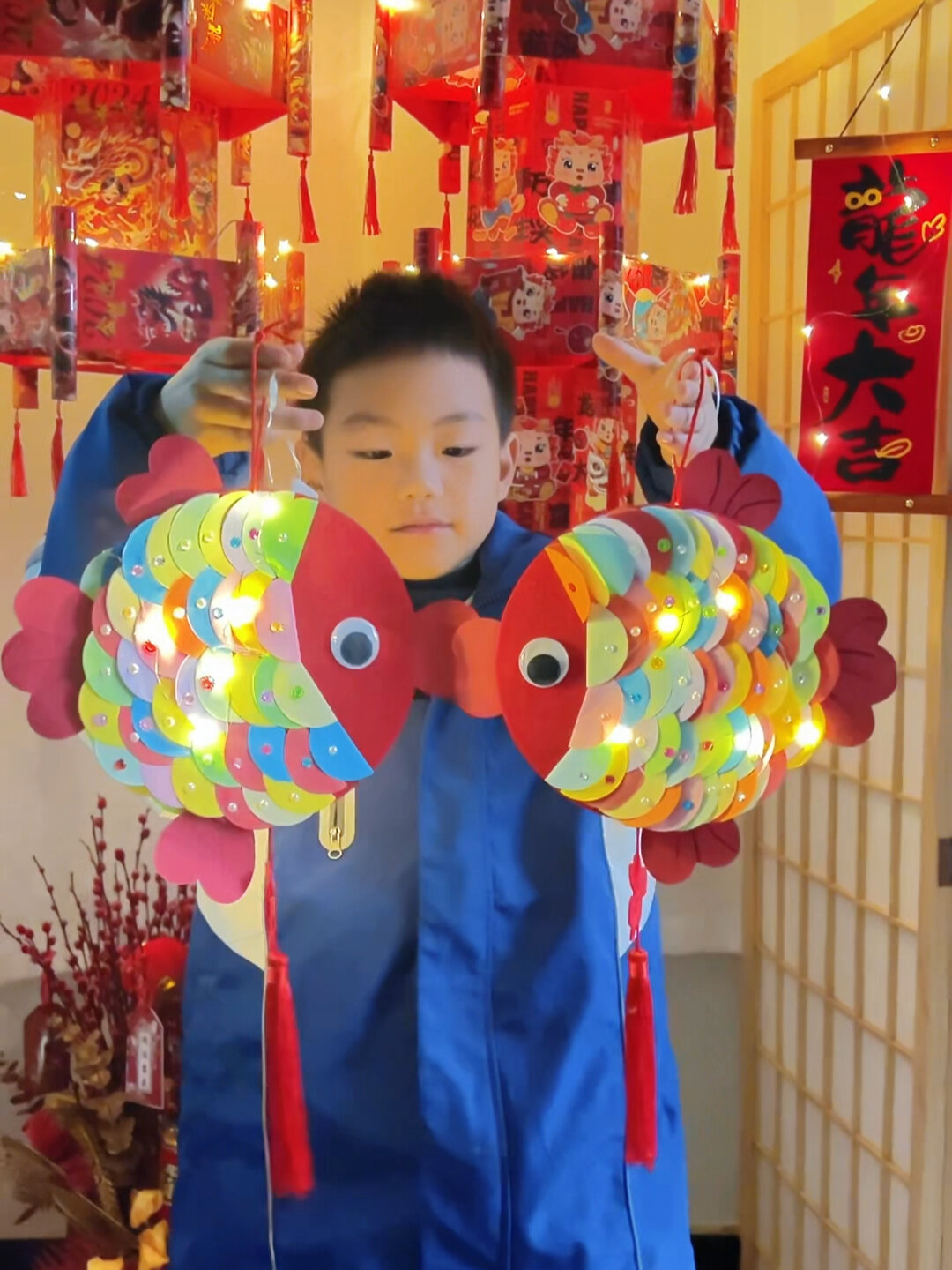 幼儿园小鱼花灯新年元旦手工灯笼简单又漂亮