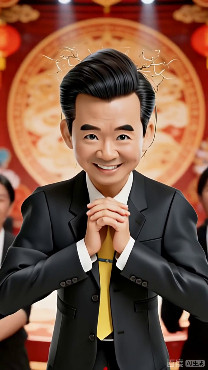 卡通西装男的喜庆笑脸