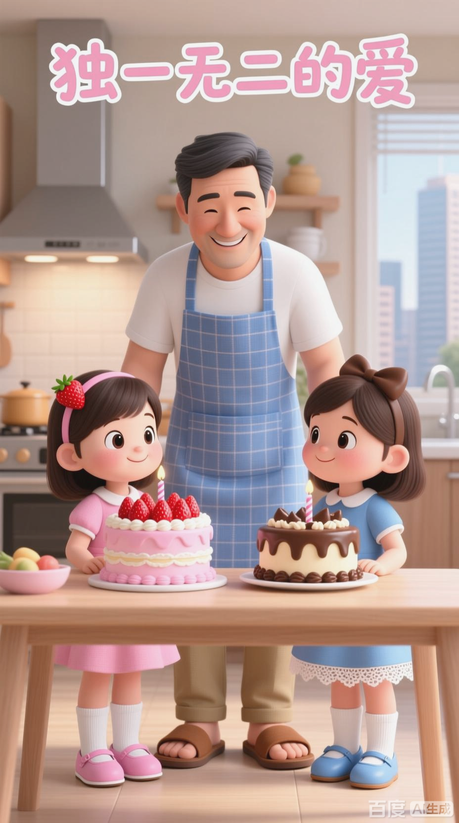 双胞胎生日，专属蛋糕显父爱