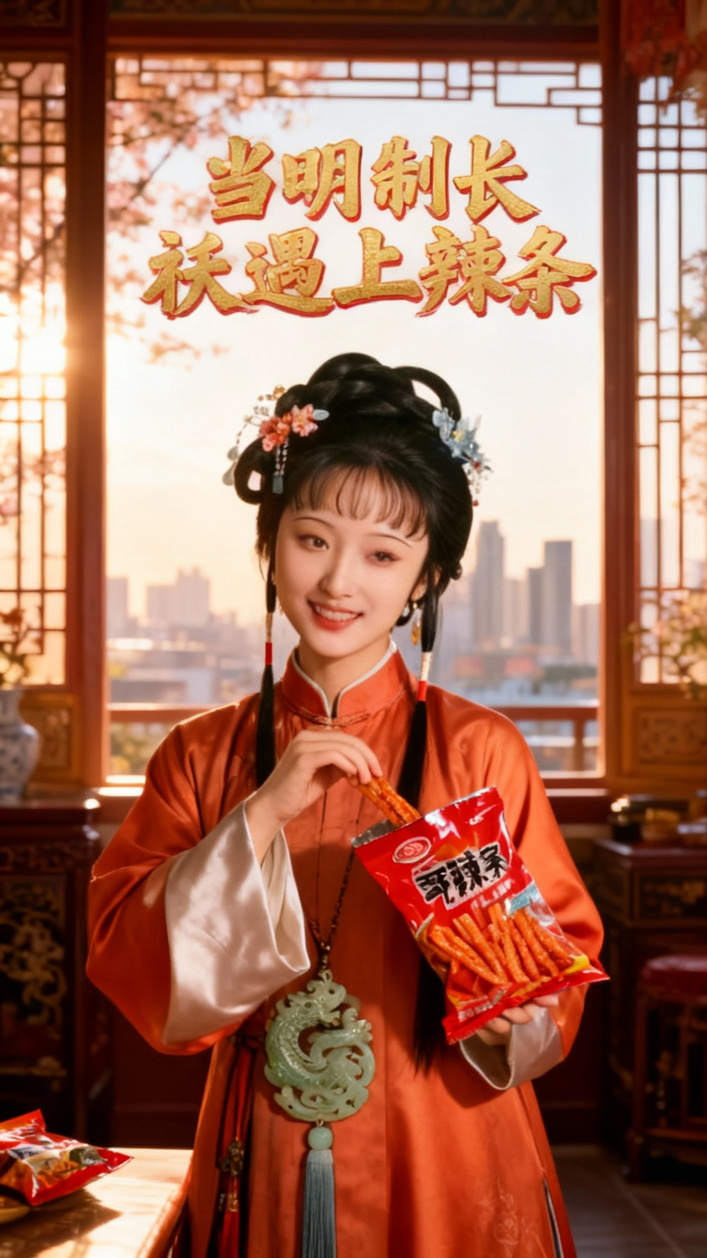 佩玉古装,畅享辣条美味