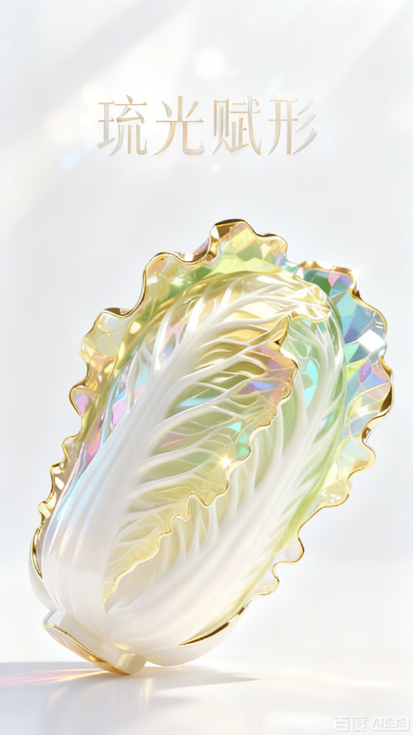 超写实水晶金边白菜艺术