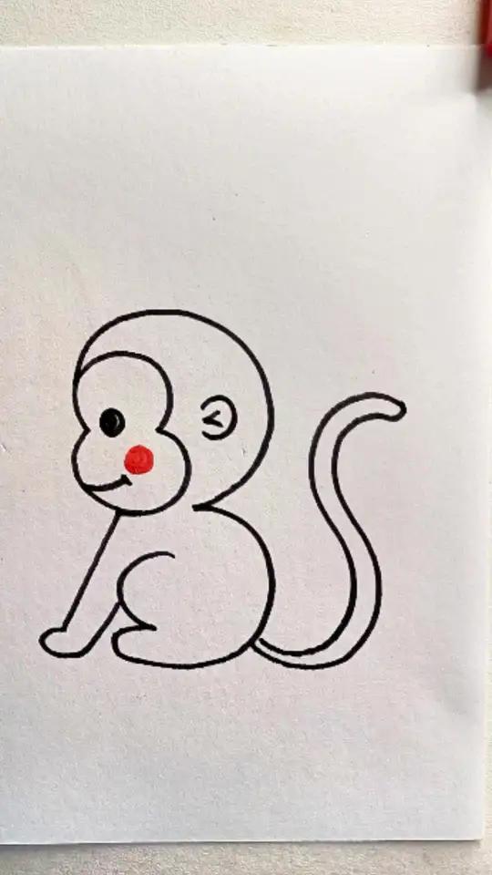用数字3画小猴子简笔画,超级简单#简笔画 #一起学画画 #儿童简笔画 #小猴子简笔画 #亲