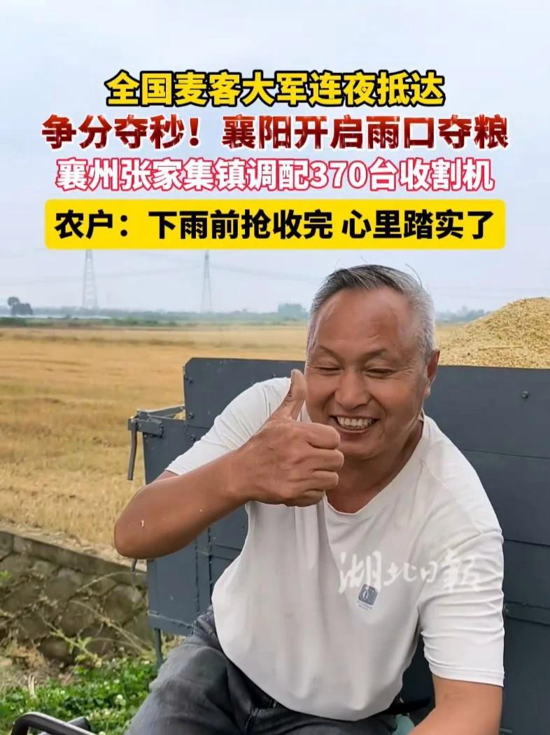 5月23日，湖北襄阳。全国麦客大军连夜抵达，襄阳开启雨口夺粮模式，襄州张家集镇已调配370