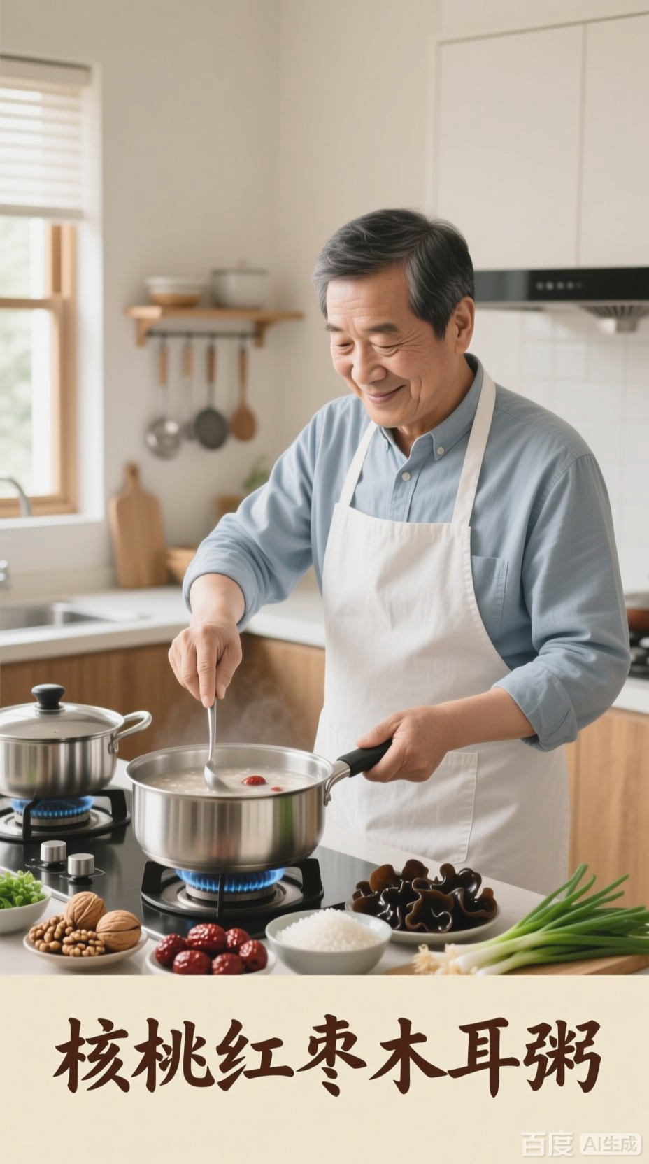 核桃红枣木耳粥,补血益气助睡眠