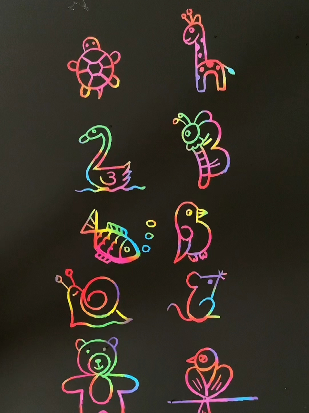 数字0-9画各种小动物