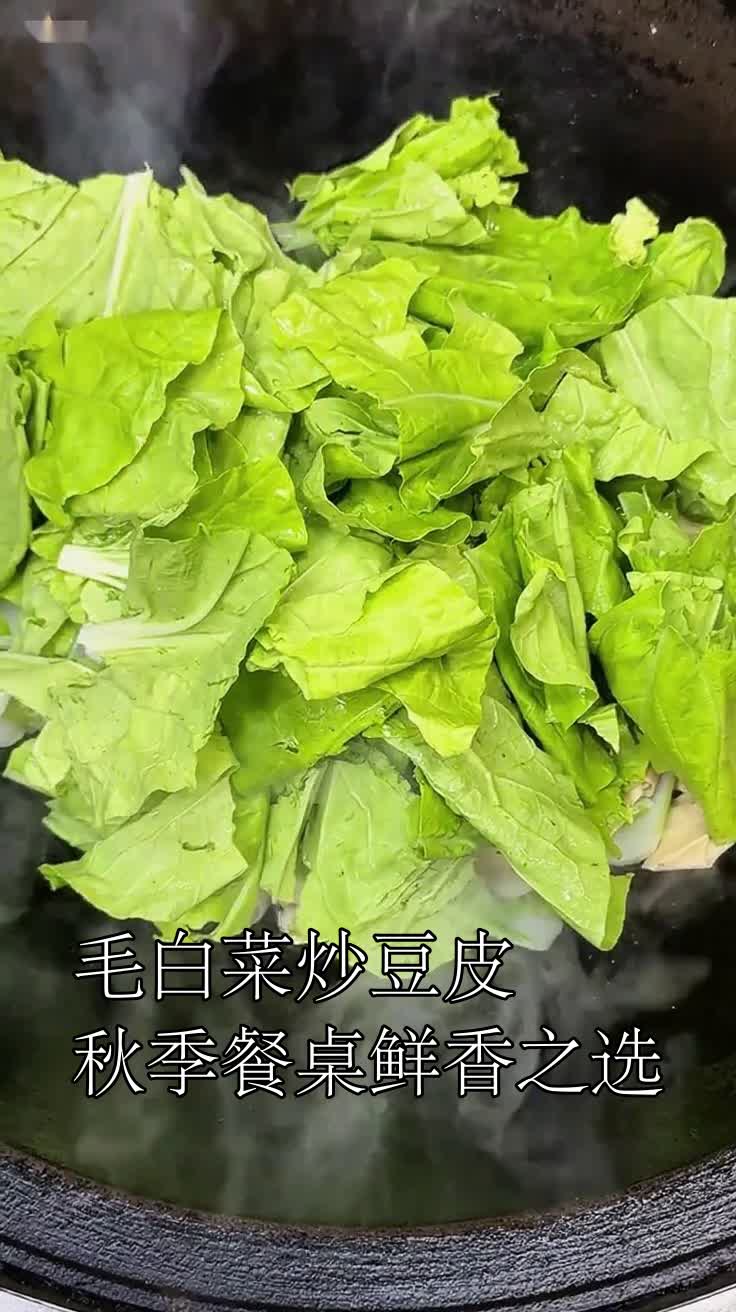毛白菜炒豆皮秋季餐桌鲜香之选