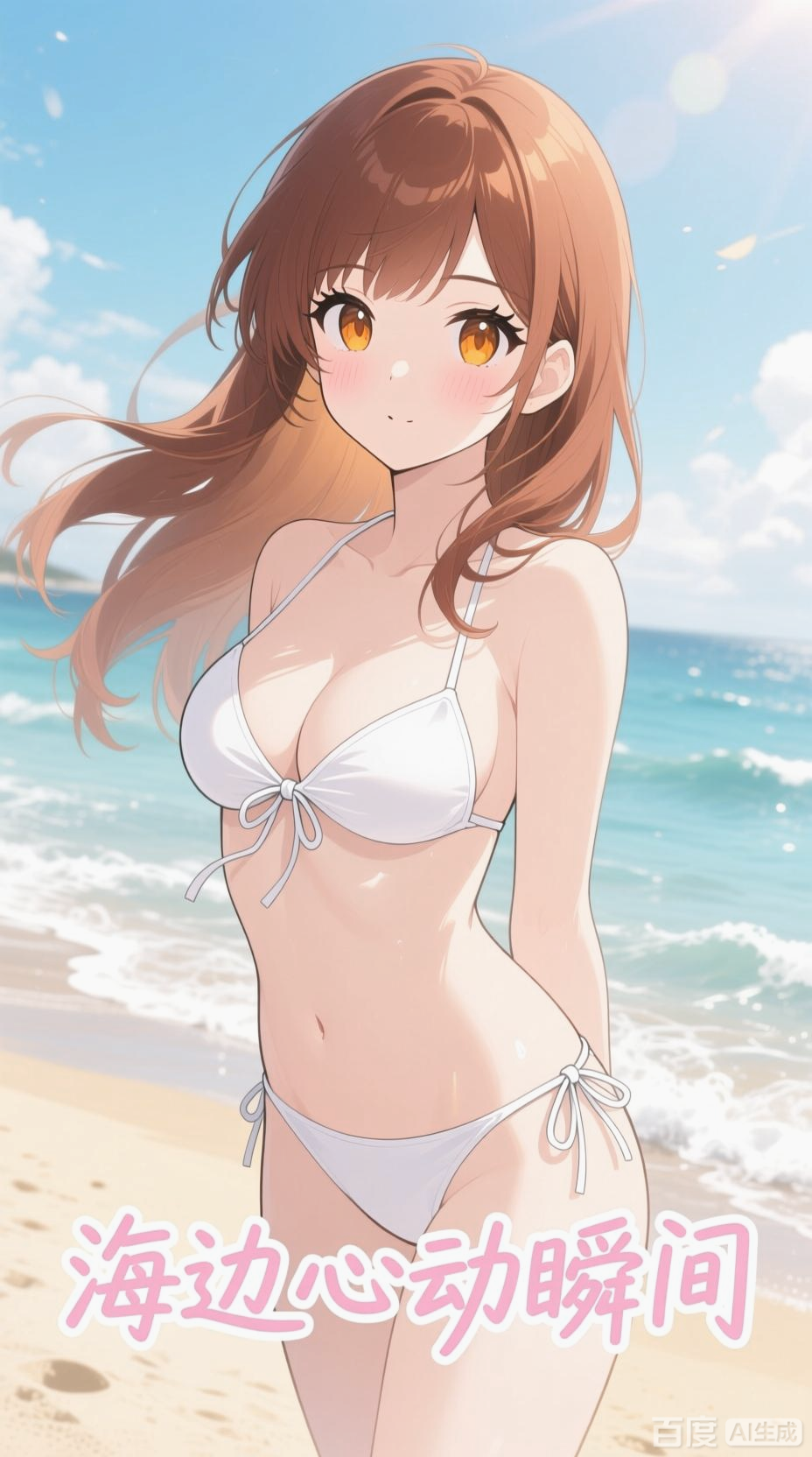 二次元海边风情,美女泳装展示