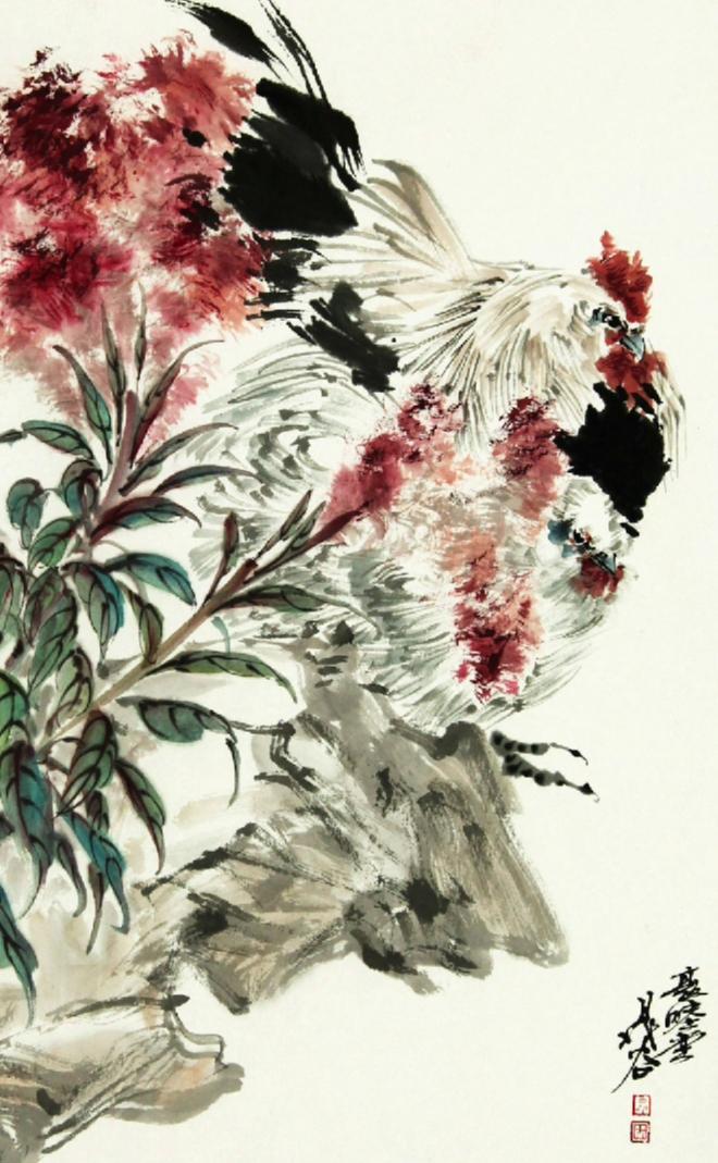 著名画家 晁谷 先生作品——鸡冠花