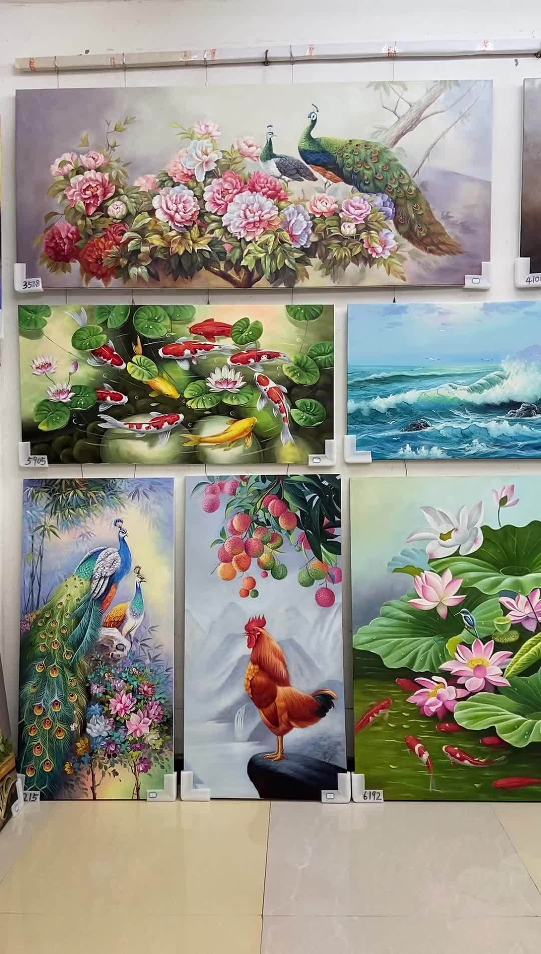直播高光 纯手绘油画荔枝与公鸡大吉大利画芯120*60CM 手绘油画 软装搭配 玄关画 家