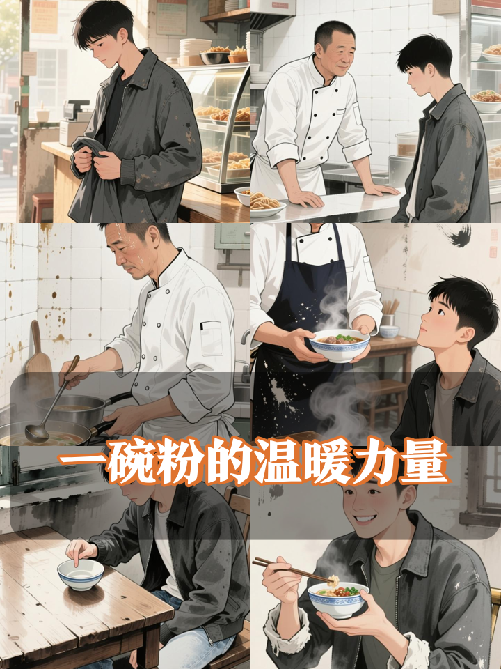 男子没钱吃饭 进店问老板能不能给他一份粉,老板:我马上煮了碗热呼呼的牛肉丸粿条汤给他,分量