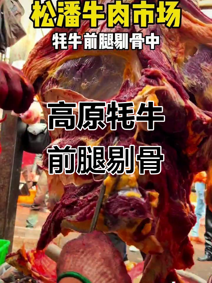 松潘牦牛肉市场:前腿剔骨技艺展示