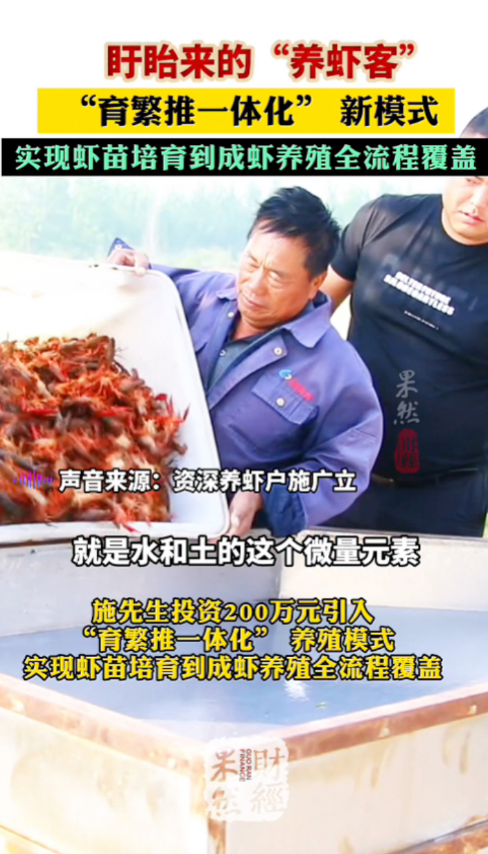 果然财经|盱眙养虾十年,他为啥最终决定留在鱼台养小龙虾