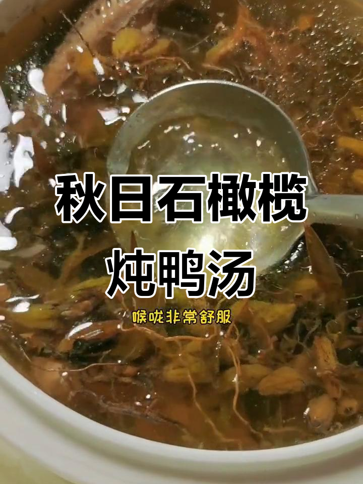 石橄榄炖老鸭,秋季润喉汤,清亮又美味