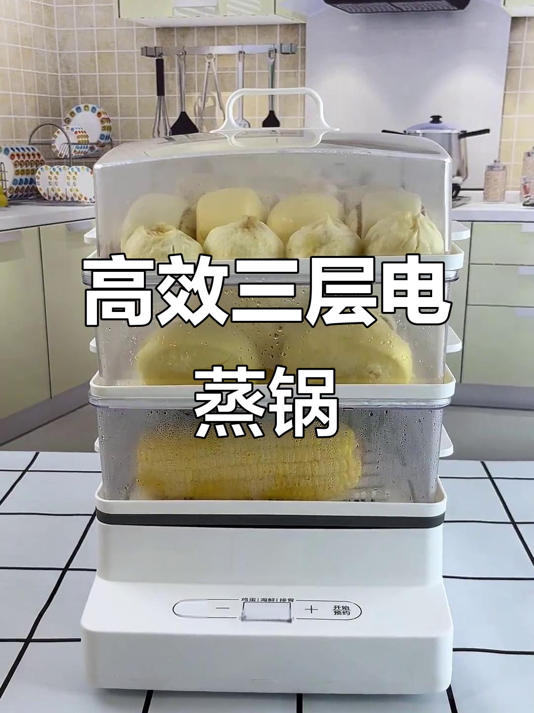 三层电蒸锅,快速出蒸汽不漏喷,24小时预约功能超实用