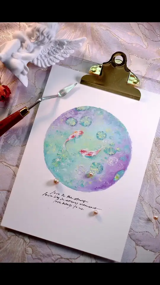 油画棒画锦鲤过程!希望大家可以看完