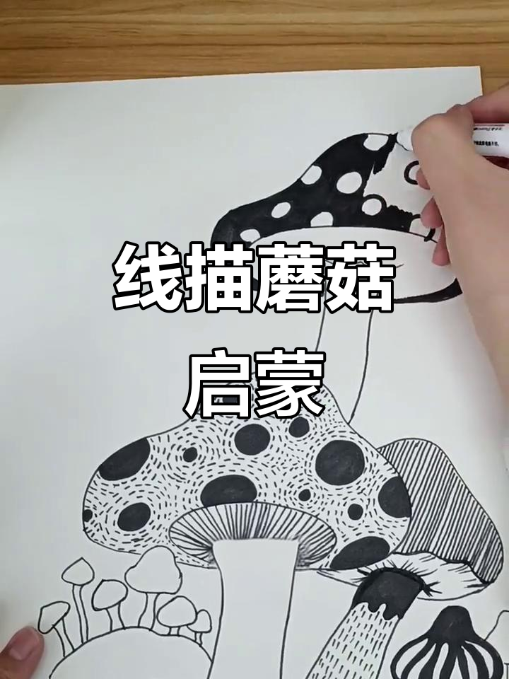 适合7-9岁儿童的简单线描蘑菇,轻松上手!