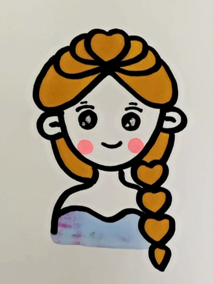 爱心画艾莎公主 简笔画 育儿简笔画 简笔