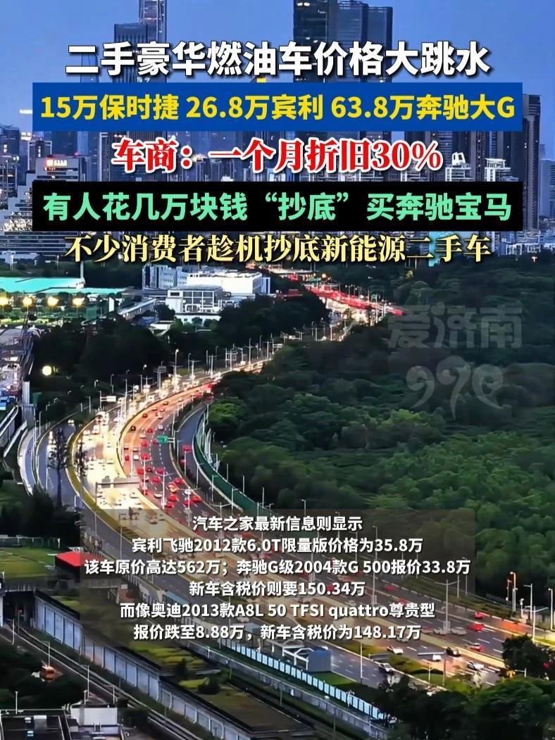 宾利近27万、保时捷15万，二手豪华燃油车价格大跳水 #买车那点事儿 #新能源汽车 #燃油