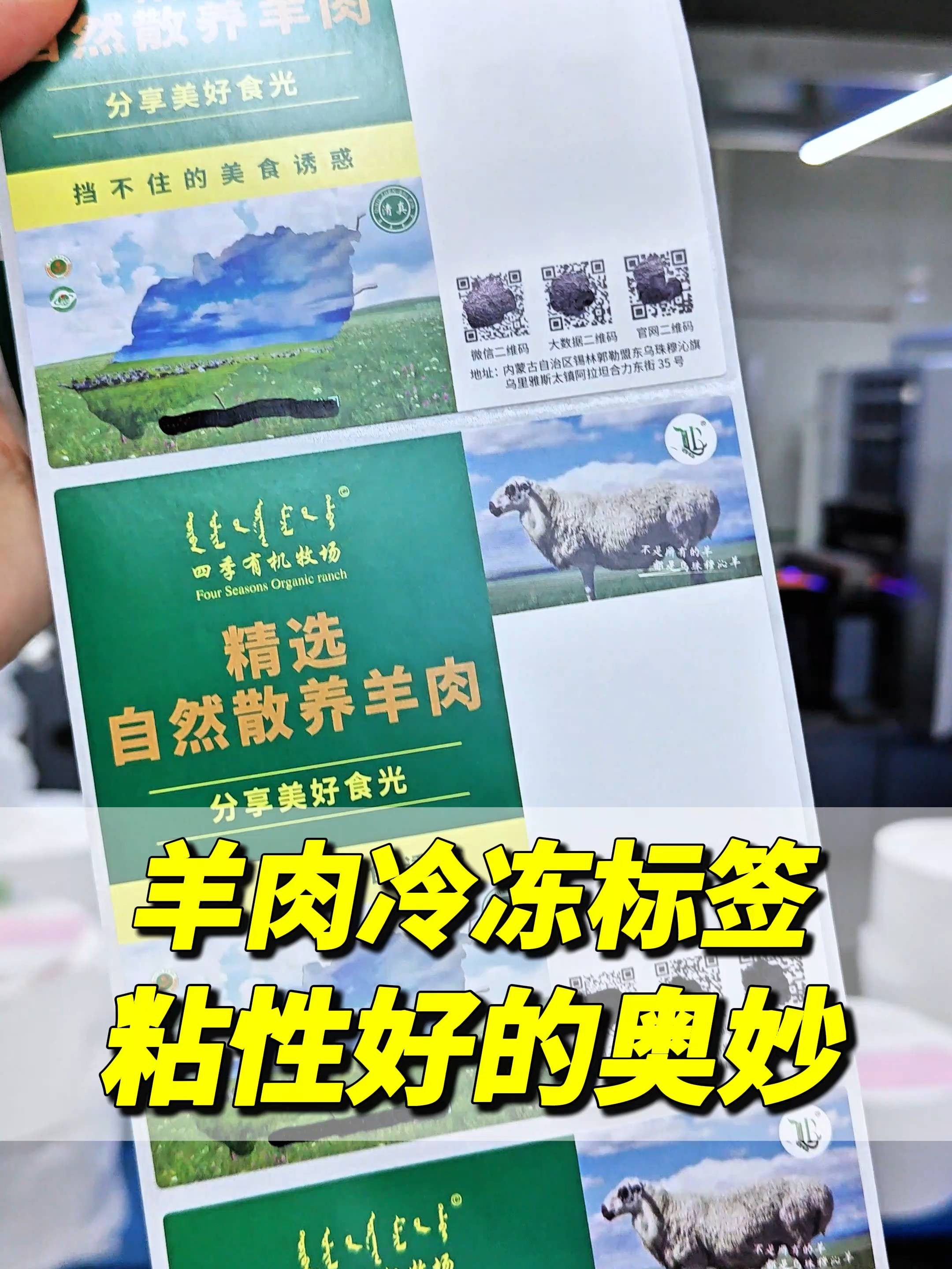 羊肉冷冻标签冷冻环境下粘性超强