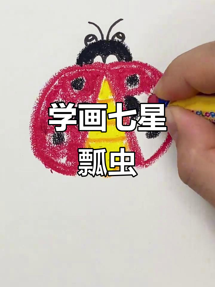 蜡笔画七星瓢虫,简单又有趣!