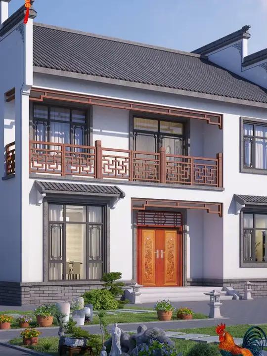 农村自建房 中式小院 徽派建筑 徽派小院颇有意境