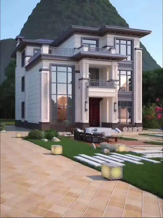 老家建房当然首选新中式,宽11米,挑空客厅,后有室内装修效果