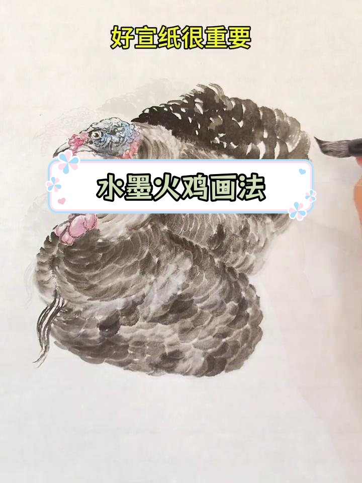 火鸡国画写意技巧:羽毛与皮肤细节的刻画