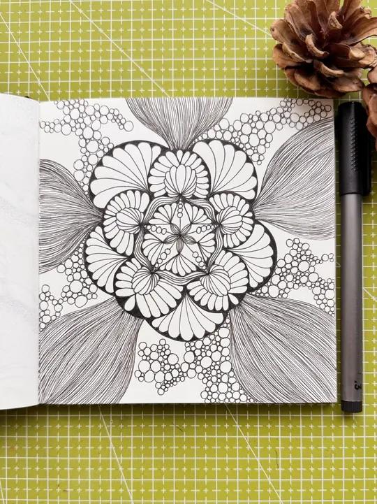 今天特别想画柔和的线条 绘画过程分享 线描装饰画 做喜欢的事 原创作品 一起学画画